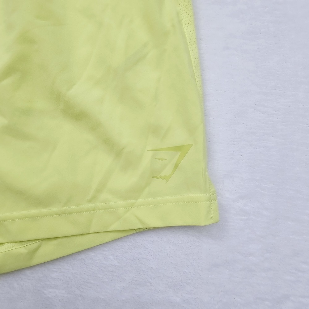 Gymshark Mens XL Elastic Waist Pull On Sport Stripe 7" Short Yellow Workout - Picture 2 of 7